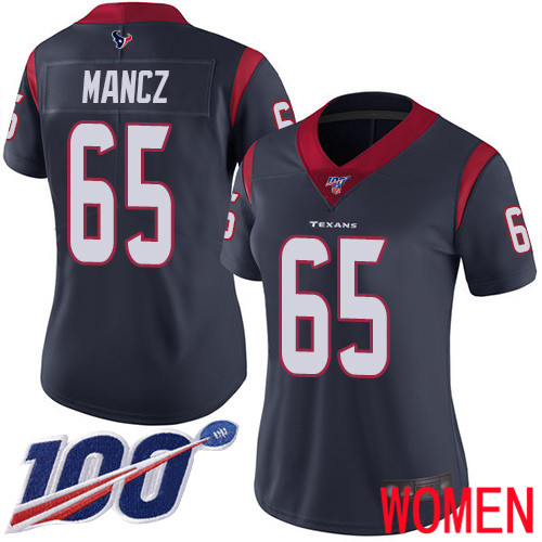 Houston Texans Limited Navy Blue Women Greg Mancz Home Jersey NFL Football 65 100th Season Vapor Untouchable